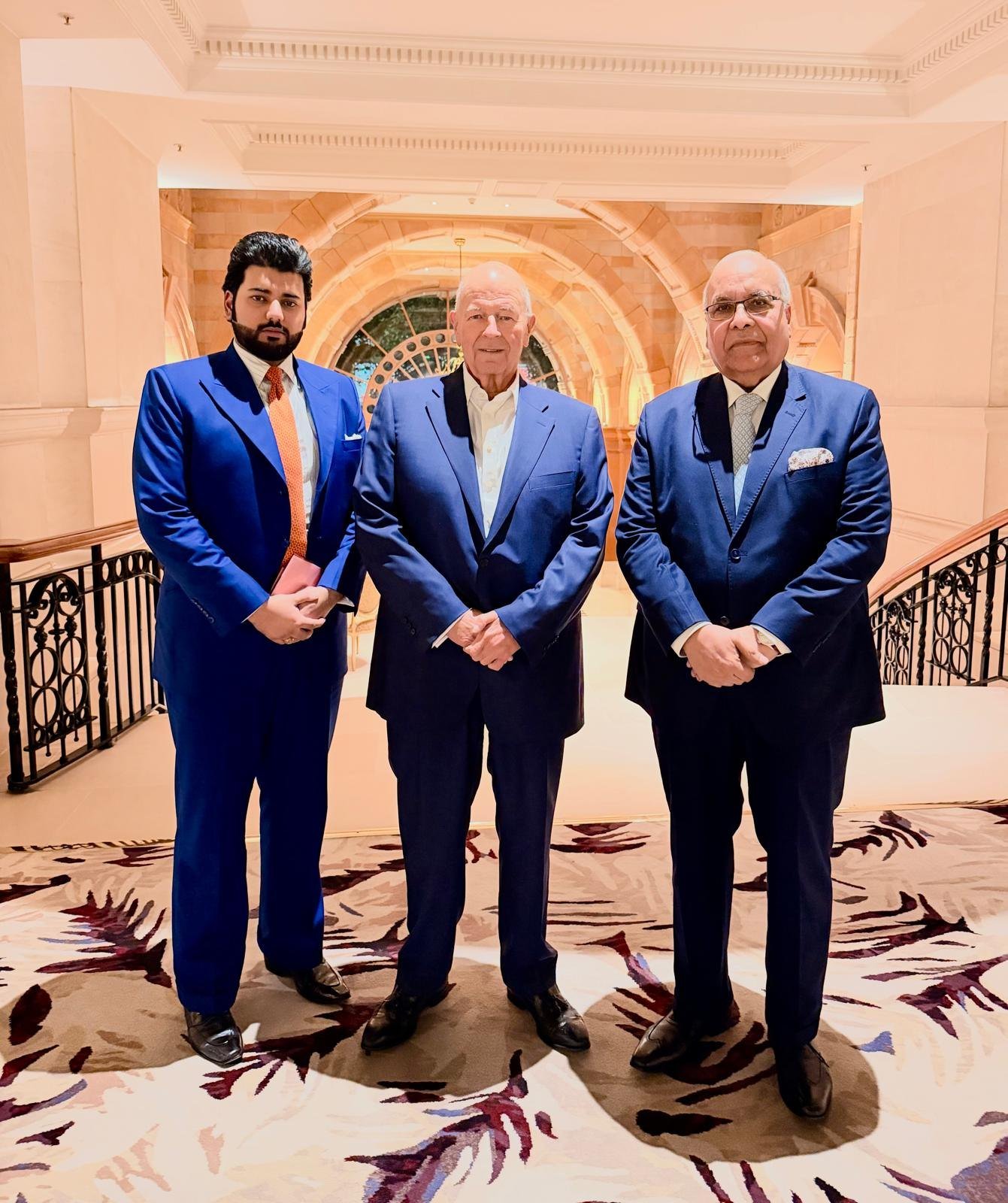 The Principal Founder with the Vice Chairmen Andrew Brode and Waheed Qaiser, London, 2026.